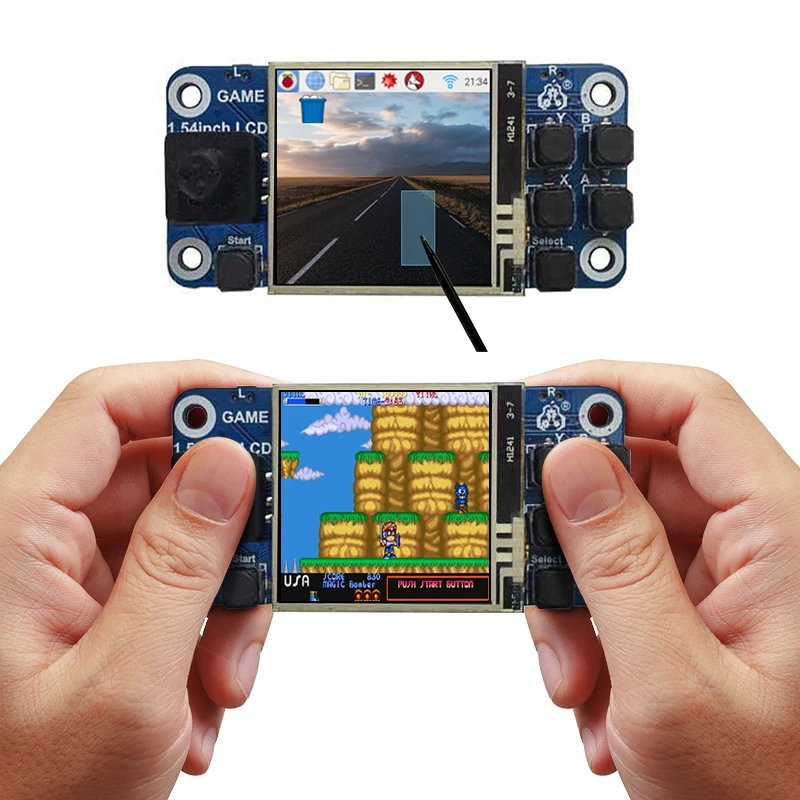 Mini console di gioco Raspberry Pi Zero da 2 W con touch screen resistivo LCD da 1,54 pollici supporta Retropie - immagine 2