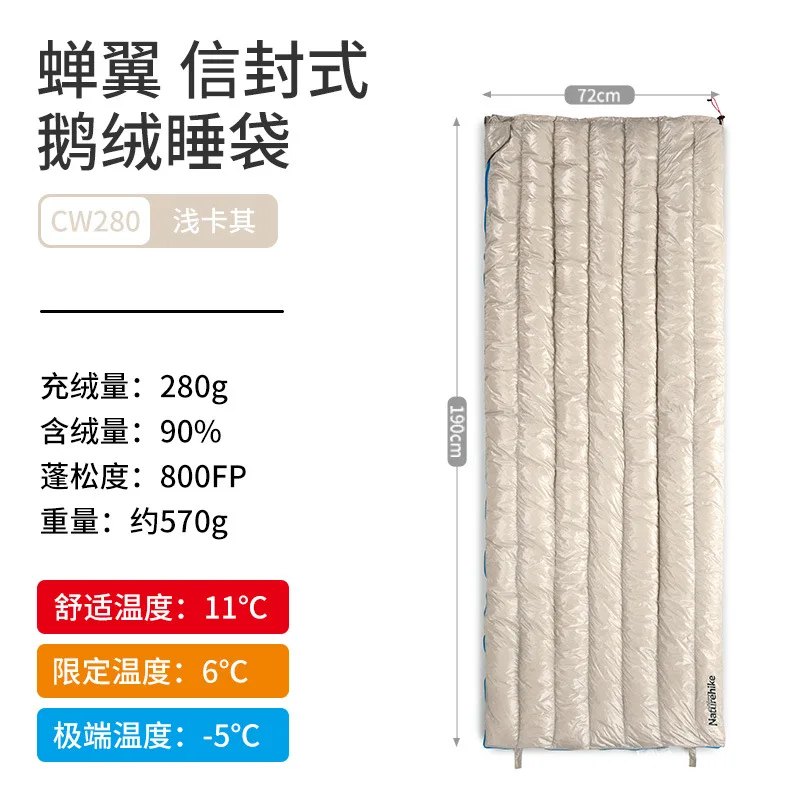 Naturehike Upgrade Sleeping Bag Ultralight CWM400/CW280 Goose Down Envelope Type Sleeping Bag Camping 800FP Outdoor Mini Warm sleeping bag