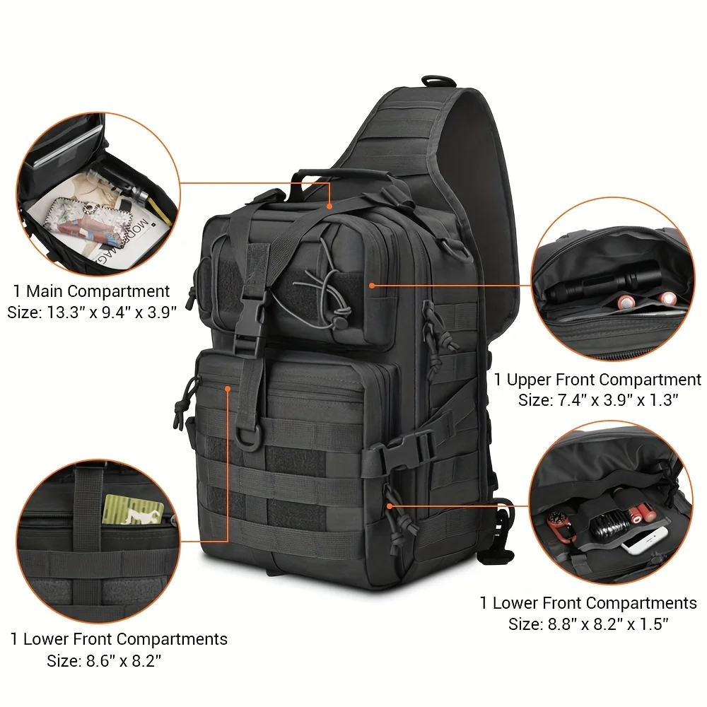 Tactical Sling Backpack Versatile Chest Bag Waterproof EDC Rucksack Bag for Outdoor Hiking Camping