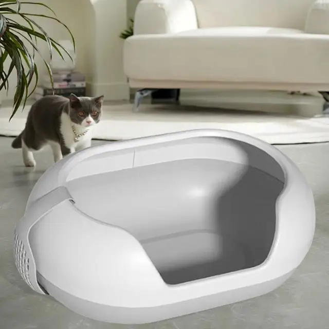 Cat Litter Box Kitten Litter Pan Splashproof High Sided Cat Sand Box Pet Supplies Low Entry Open Top Pet Litter Tray Bedpan 3