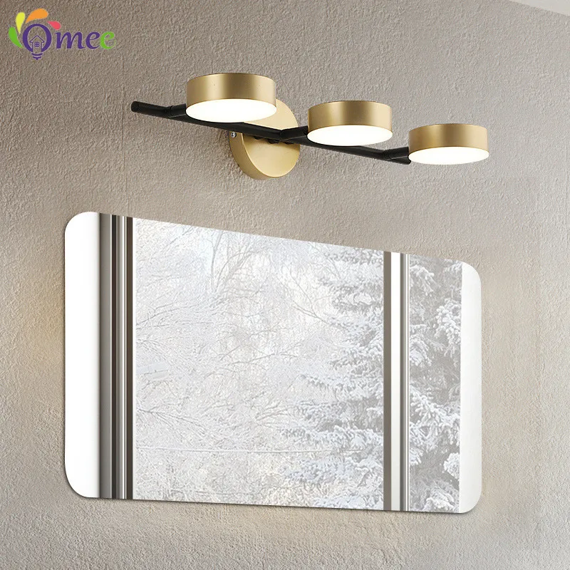 Nordic Lights 3 Colors changeable Led Wall Lamp For Bathroom Makeup Mirror Lamps Golden Stair Light Modern Wall Lights Bedroom