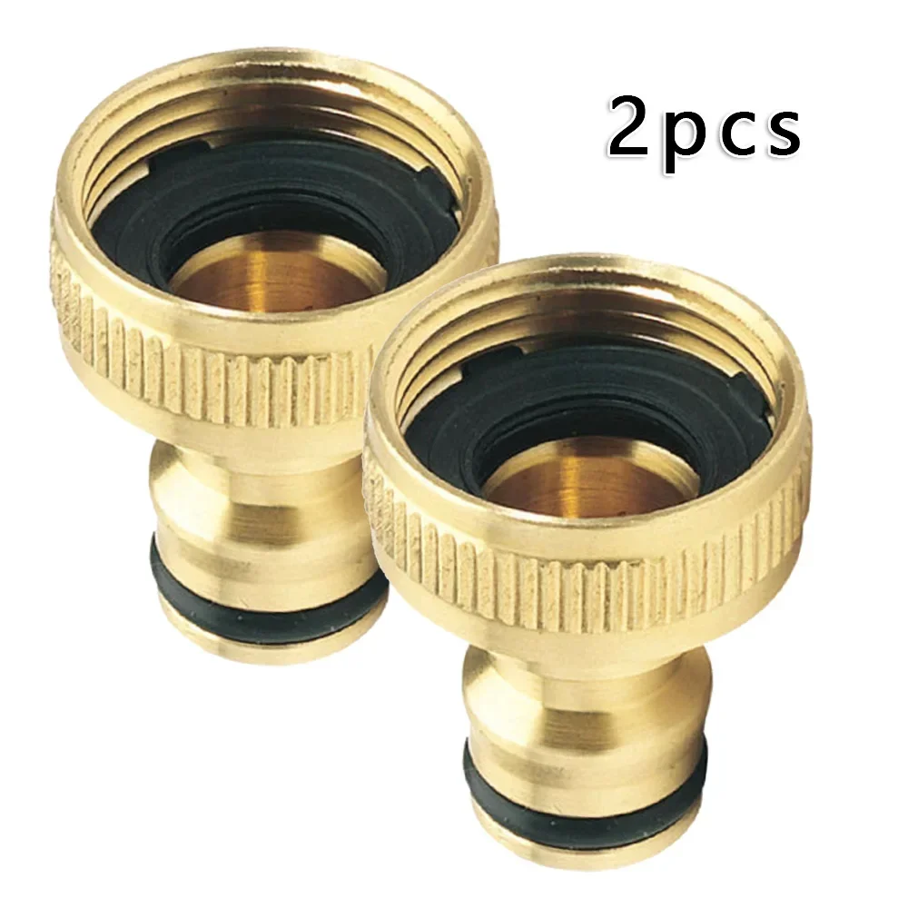 2PCS 3/4" to 1/2" Brass Hose Adapter Connector - Quick Water Tap to Pipe Fitting for Garden Faucets & Irrigation Systems
