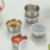 304 Stainless Steel Sauce Seasoning Container 40ml Sauce Cup Silicone Cover Leak-proof Salad Dipping Dish Small Storage Box 2