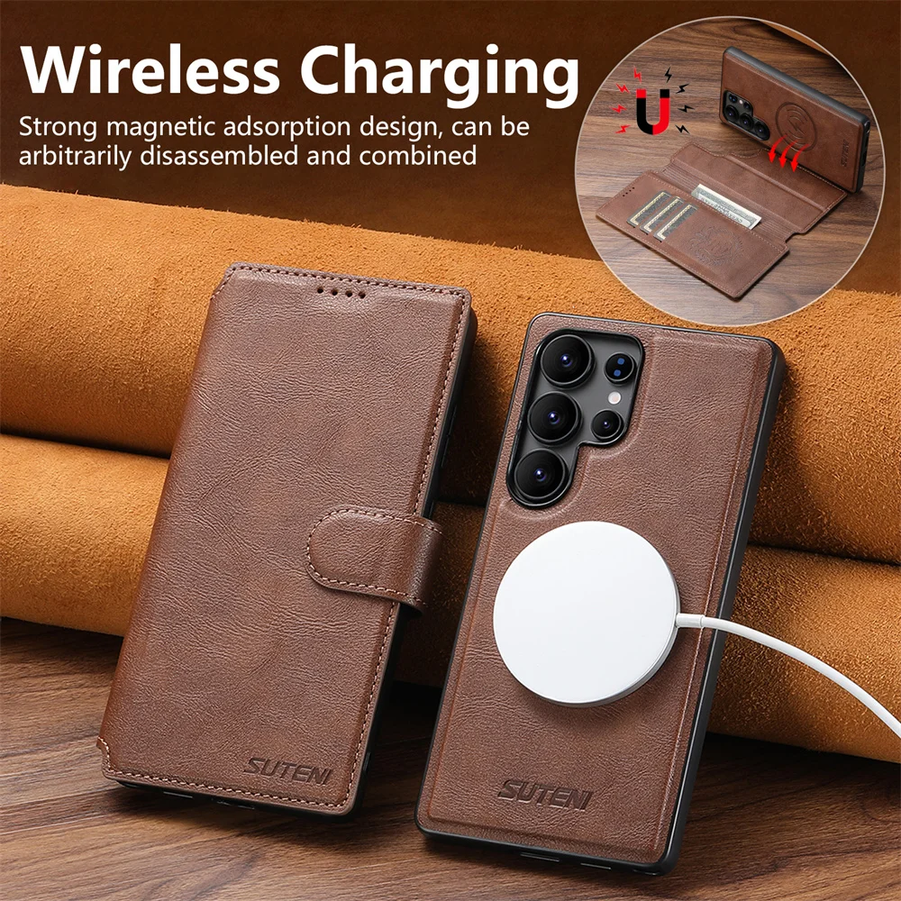 Detachable Magnetic Wallet Card Holder Leather Phone Case - Premium Flip Protective Cover