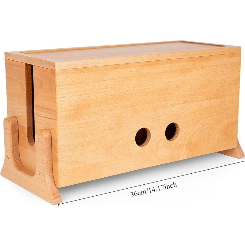 원목 데스크탑 케이블 정리함, 공유기, 멀티탭 및 소켓용 전원 코드 정리함, 나무 케이블 허브 보관함