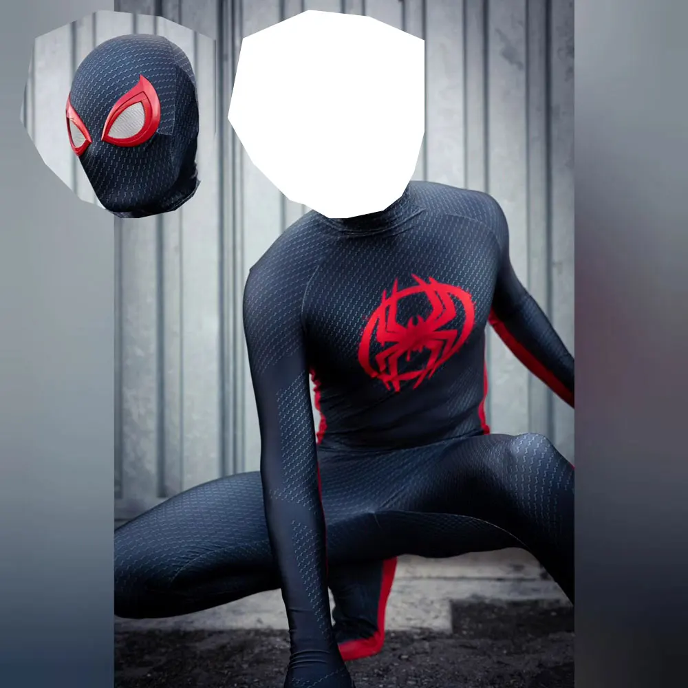 thumbnail image 1 of El más nuevo disfraz de Spiderman de Anime, disfraz de COSPLAY de Miles Morales, estampado 3D en el versículo, mono Zentai de superhéroe para Halloween, 1 of 4