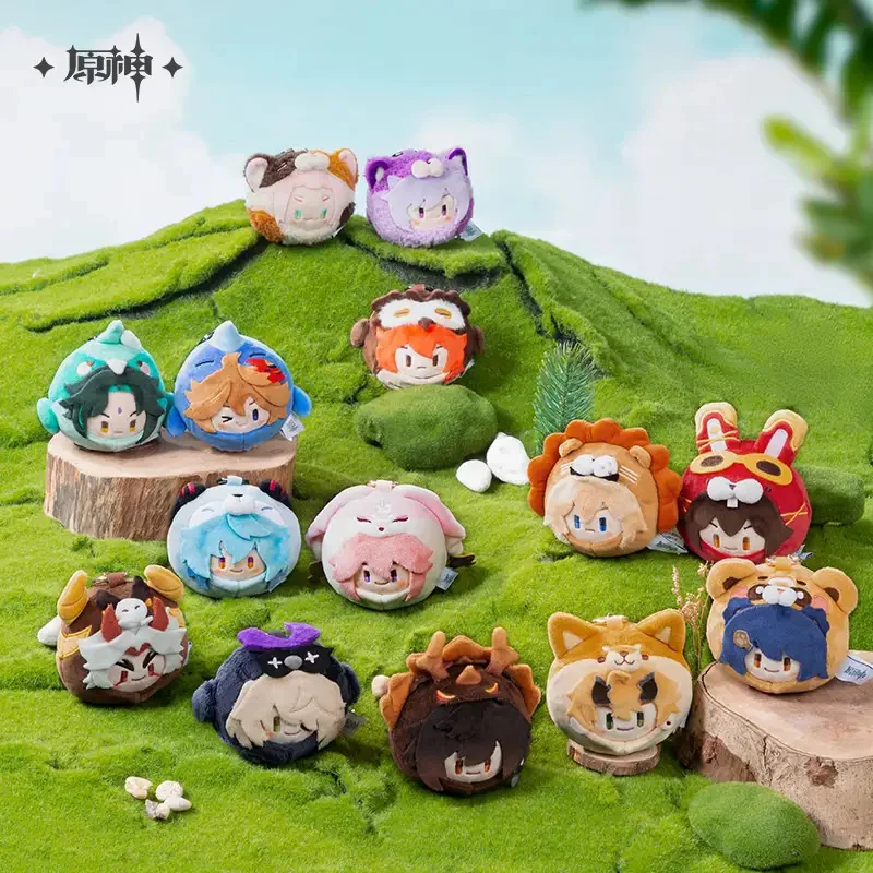 

10CM Anime Plush Doll Game Genshin Impact Cosplay Teyvat Zoo Theme Cartoon Round Toys Halloween Props Kids Gift