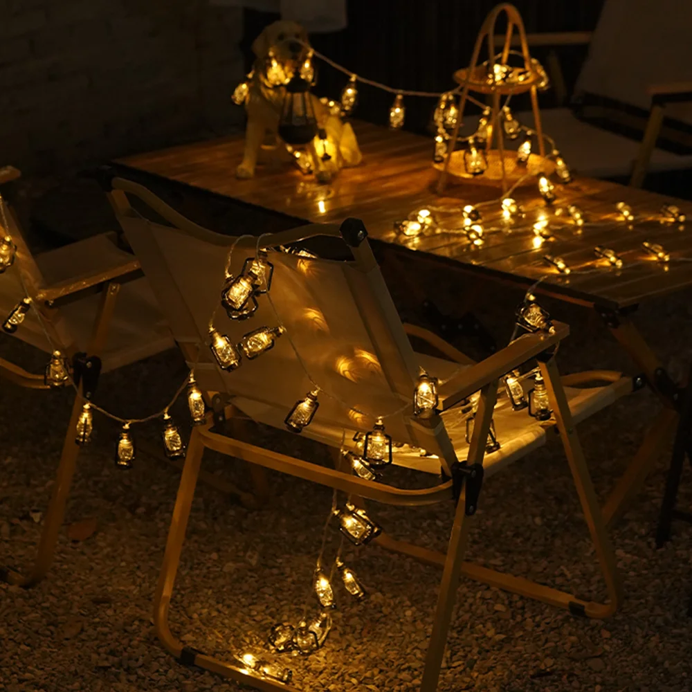 Solar Light LED Landscape Lighting Strings Courtyard Decorative Light Camping Lamp Vintage Kerosene Lamp Atmosphere For Garden Balcony Party