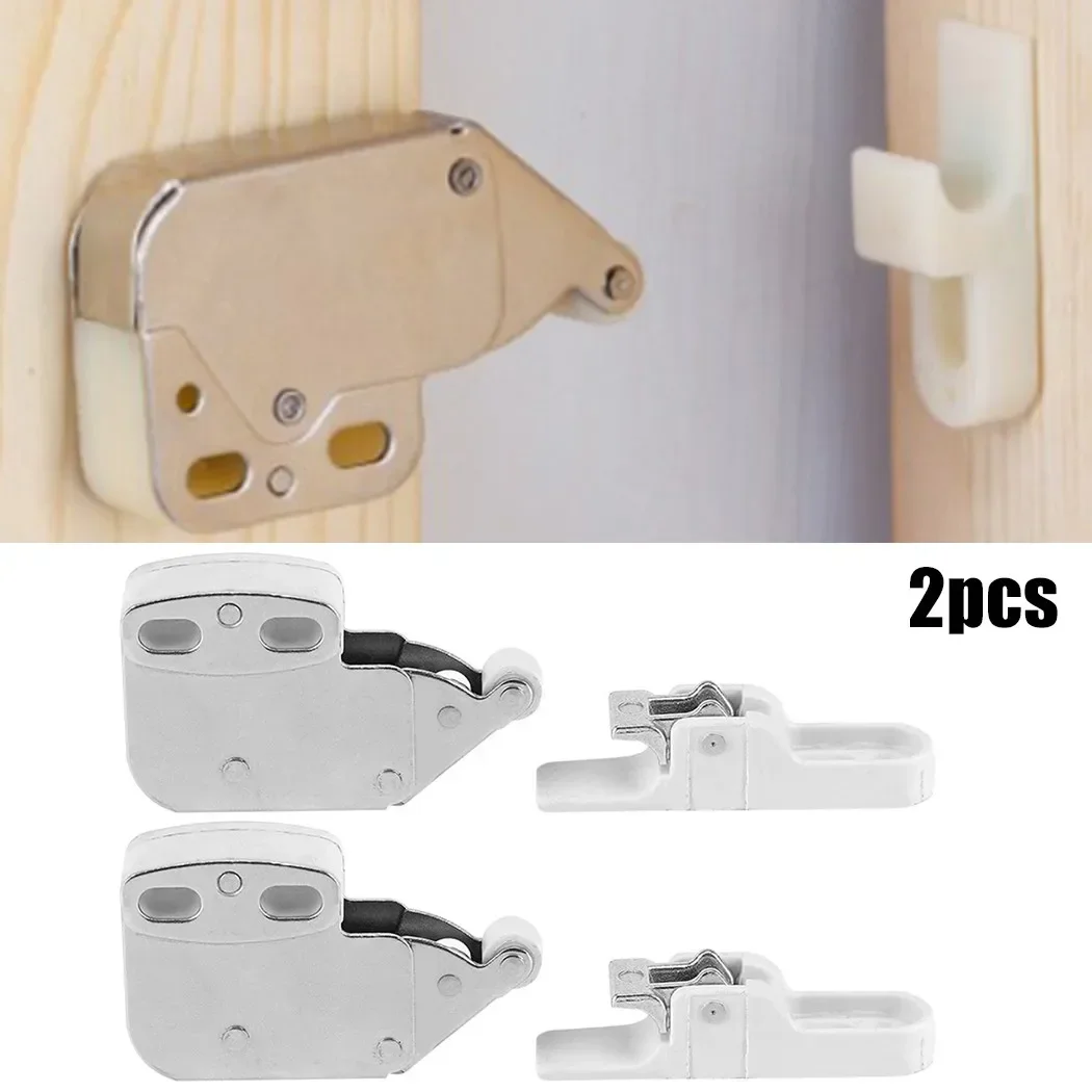 Cabinet Door Lock Door Lock Buckle Cabinet Magnetic Catch 2Pcs Mini Touch Latch Automatic Spring Push Catch Bounce Lock For Cabinet Cupboard Doors Furniture Hardware Accessories