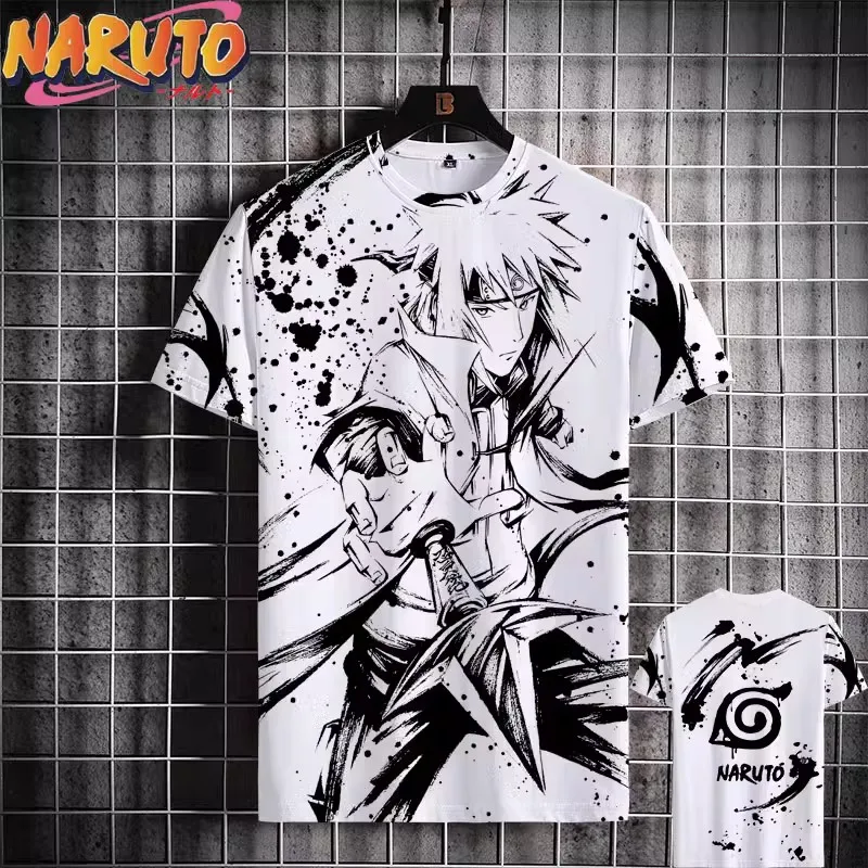 MINISO Naruto Men's T Shirt Japanese Anime 3D Prints Casual Short Sleeve Tees Street Oversized Clothing Fashion Cartoon T-Shirts 3