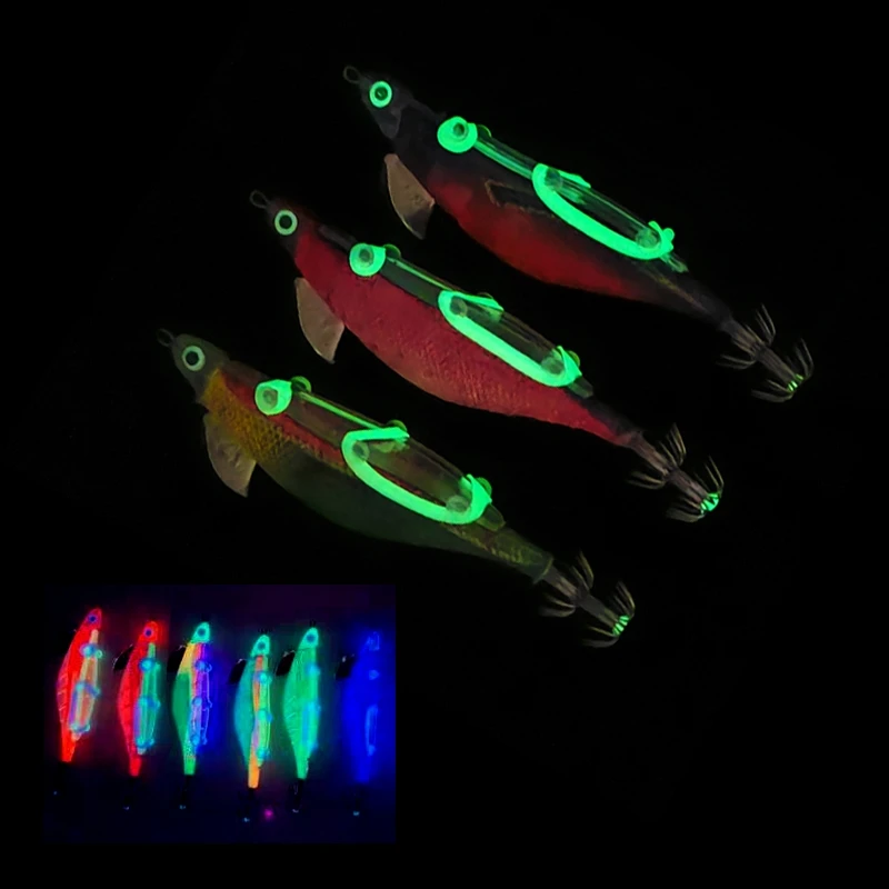 2023 New Fishing Lure Squid Jig 3.5#/21g/125mm Egi Luminous Wood Shrimp  Squid Hook Cuttlefish Octopus Bait 에기 루어 메탈지그 Pesca Lure - AliExpress