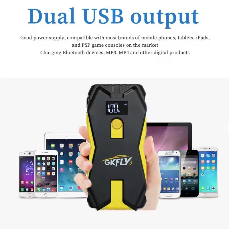 GKFLY 2000A Car Jump Starter Automotive Battery Charger 12V Car Starter Portable Power Bank 18800mAh Powerful Booster