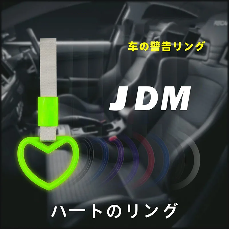 Jdm Tsurikawa Luminous Heart Ring Car Tow Belt Train Bus Handle Hand Strap Drift Charm Strap