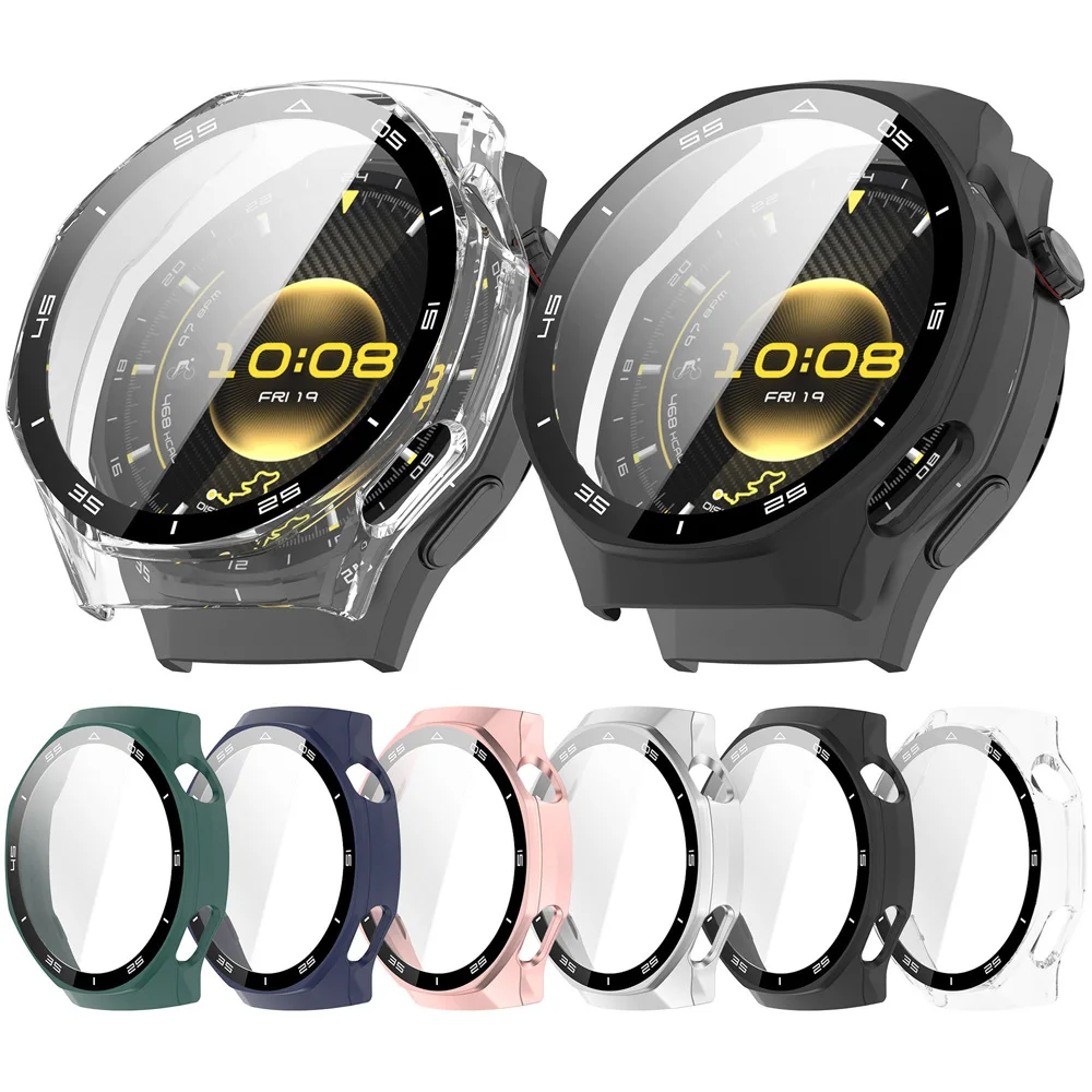 Premium Tempered Glass Full Screen Protector Cover - Hard PC Case for Smartwatch Protection
