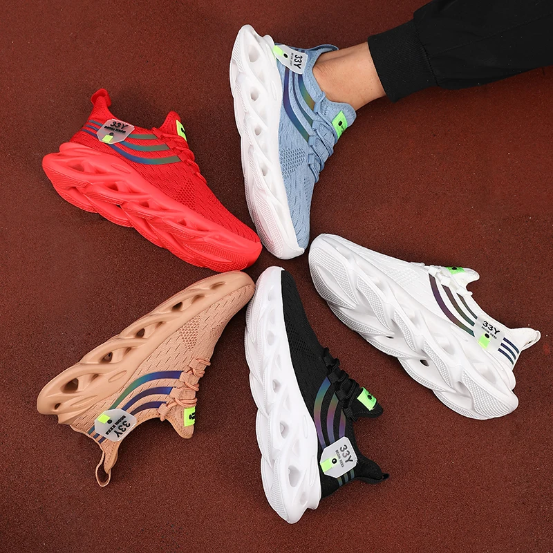 Men's Lace Up Mesh Shoes Unique Design Comfortable Breathable Non Slip Insole Running Training Basketball Platform Sports Shoes 3