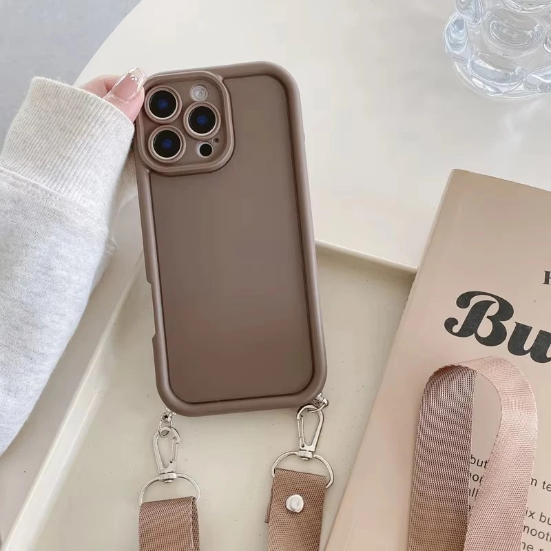Enhanced TPU Back Case with Camera Lens Protection and Lanyard - Soft Silicone Phone Cover