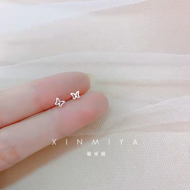 Sterling Silver Korean Mini Small Love Cross Stars Stud Earrings for Women Student Teen Banquet Wedding Jewelry Accessories