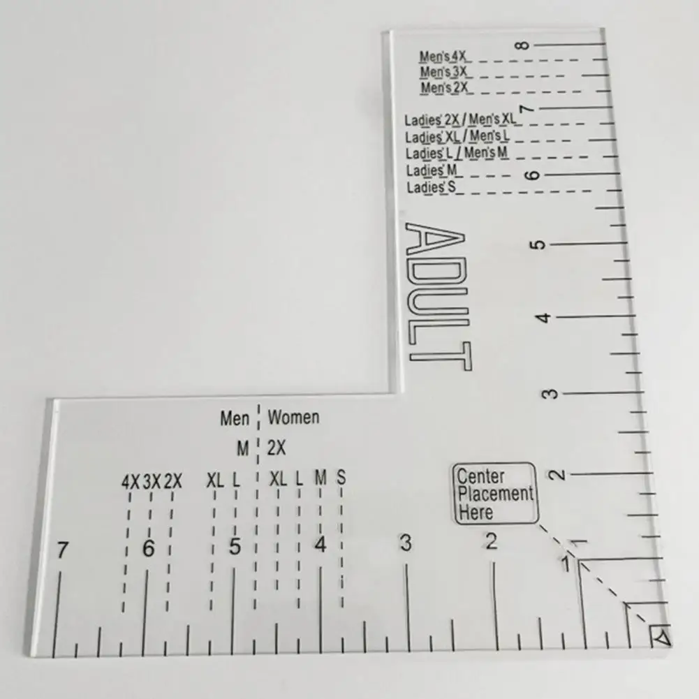 T-shirt Ruler Acrylic Left Chest Logo Placement Tool Heat Press T-shirt Ruler Adult Size Precise Scale Clothes Measuring Tool 5