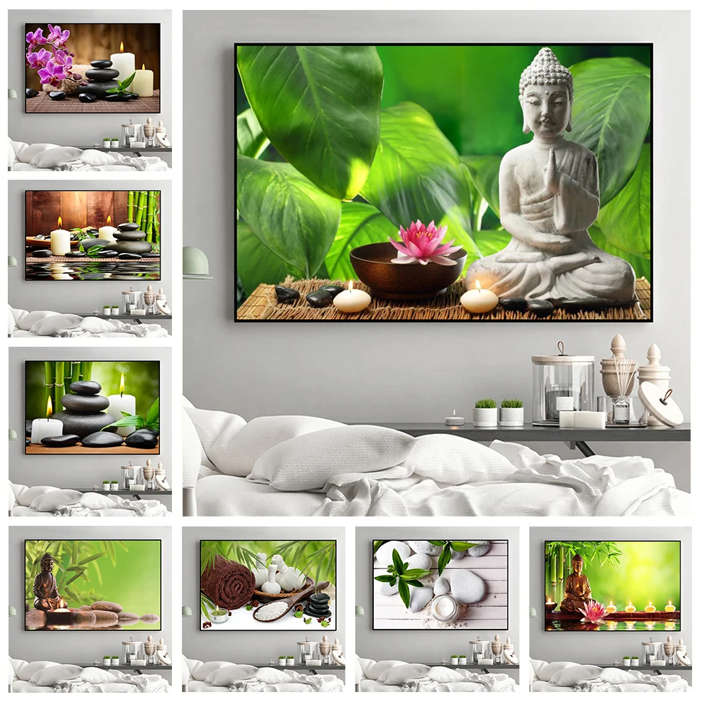 Buddista Bamboo Forest Spa Stones Zen Series Print Art Canvas Poster Per Soggiorno Decor Home Wall Picture
