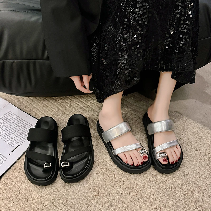 2024 Summers Women Slippers Fashion Crystal Clip Toe Slides Shoes Ladies Casual Outdoor Beach Flats Sandalias Female Flip Flop