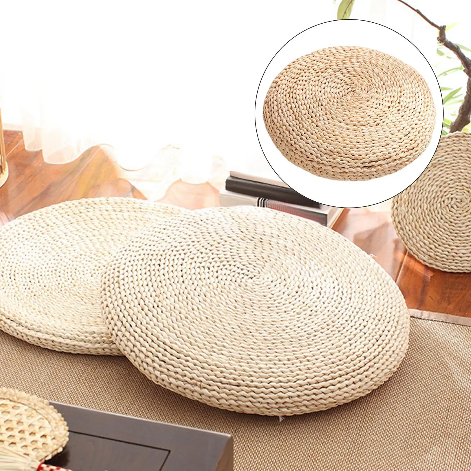 Handmade Straw Seat Cushion Natural Straw Mat Floor Padded Seat Mat for