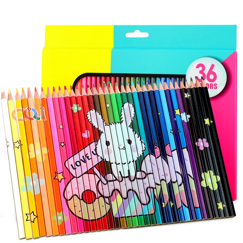 36 Color Puzzle Cartoon Color Pen Set - Bright Oily Pencil for Hand-painted Comics Anime Graffiti Art Drawing Four-corner Rod bright color solid gouache paint sticks graffiti crayon for artist professionals