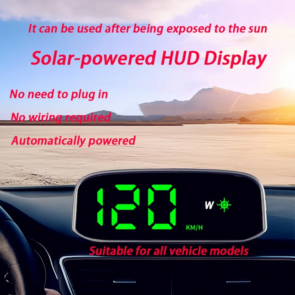 Solar Head Up Display (HUD) Mit GPS & Kompass - Digitaler Tachometer Fürs Auto