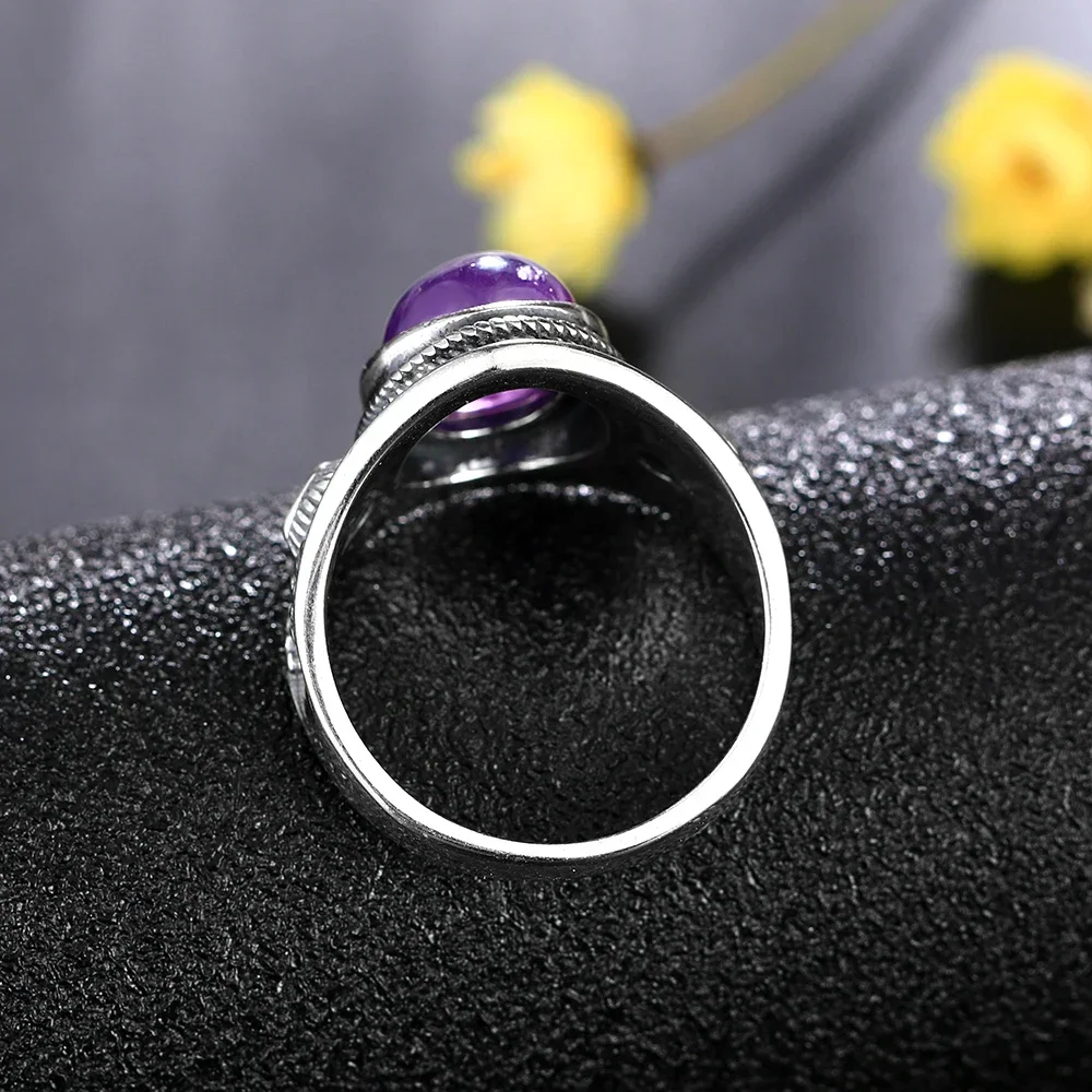 Natural Amethyst silver rings silver ring wedding rings Jewelry Rings For Women Party Wedding Anniversary Engagement Gifts Party Fine Jewelry