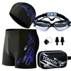 5 Pieces Men Goggles Swimming Cap Pants Outfit Trunks Male Boxer Hot Spring Big Yards Loose Bathing Suit Adult  Mone Swimsuit 1