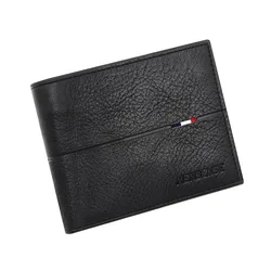 Men's Slim Wallet - Short Zipper Card & Photo Holder, Simple Coin Pocket, High-Quality PU Leather (Black)