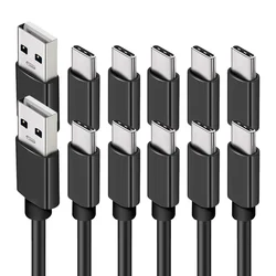 Pack of 10 High - Speed USB - C Fast Charging and Data Cables - Assorted Lengths - 1.5m (Black)