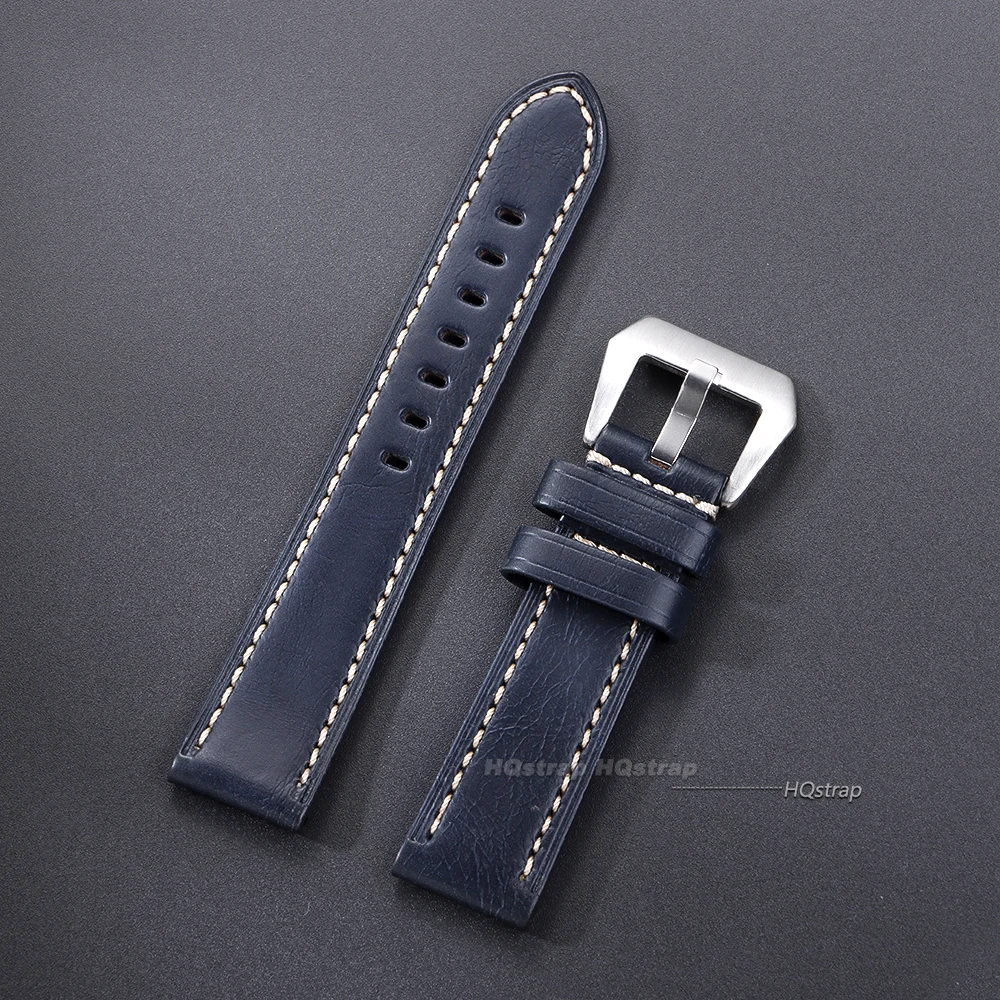 Handcrafted Crazy Horse Leather Watch Strap - Black, Blue, Brown Options