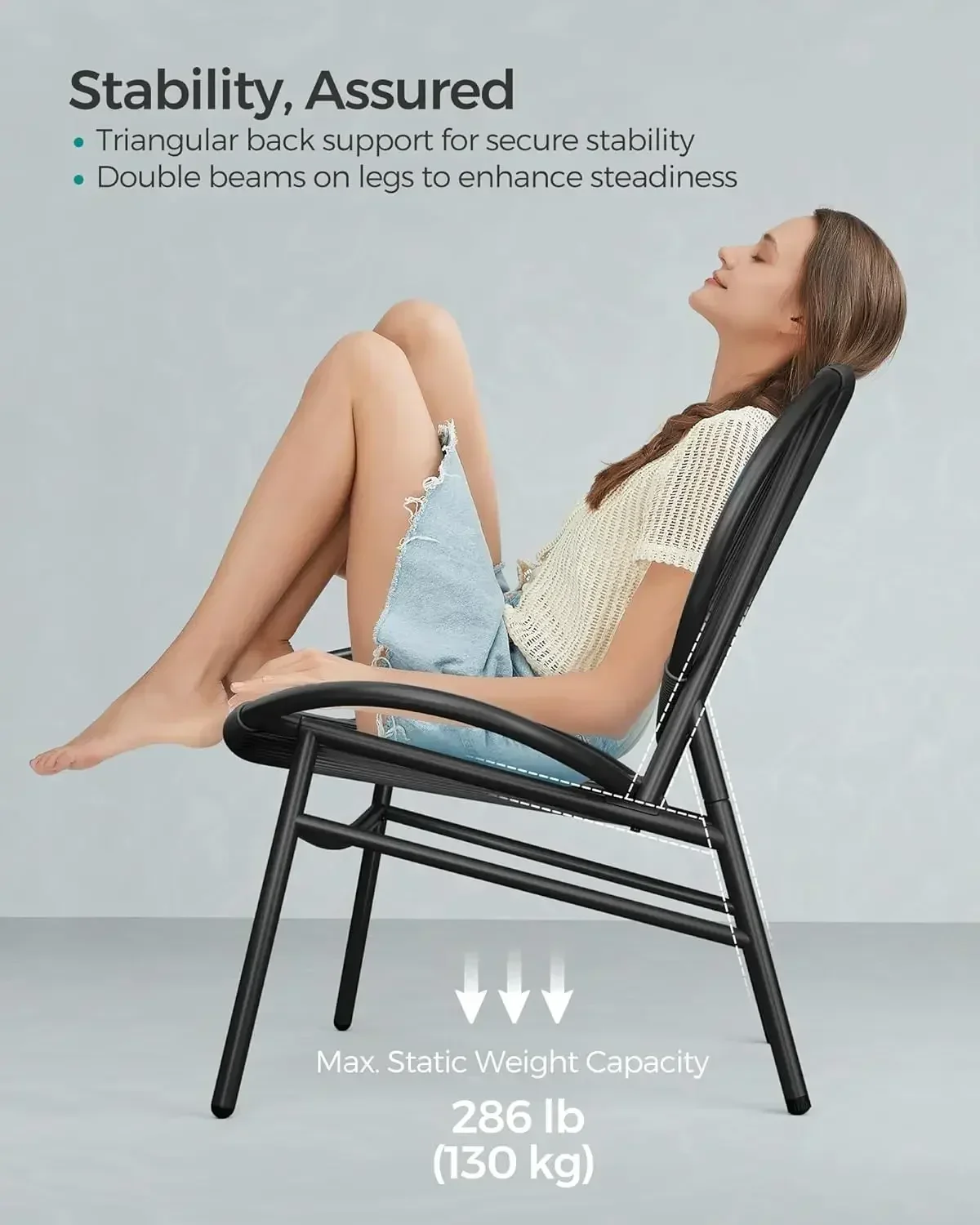 -New-Patio Furniture Set 3 Pieces, Garden Bistro Set, Acapulco Chairs, Outdoor Seating, Side Table and 2 Chairs, Indoor and O