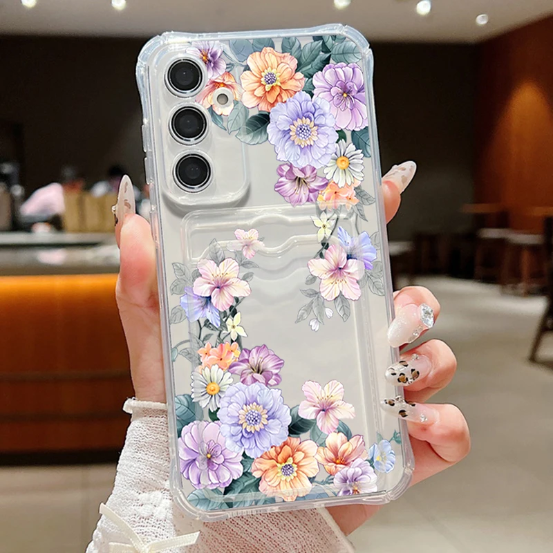 Elegant Floral Card Bag Phone Cover