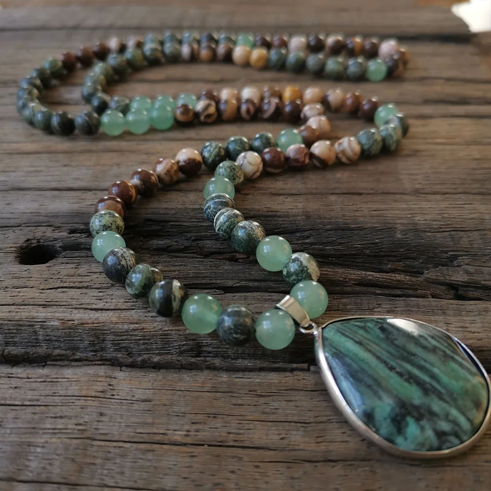 8mm Jade Pendant,Green Aventurine Stone Beads,Green Zebra Jasper Prayer Bracelet,Optimism Necklace Jewelry,Meditation Beads