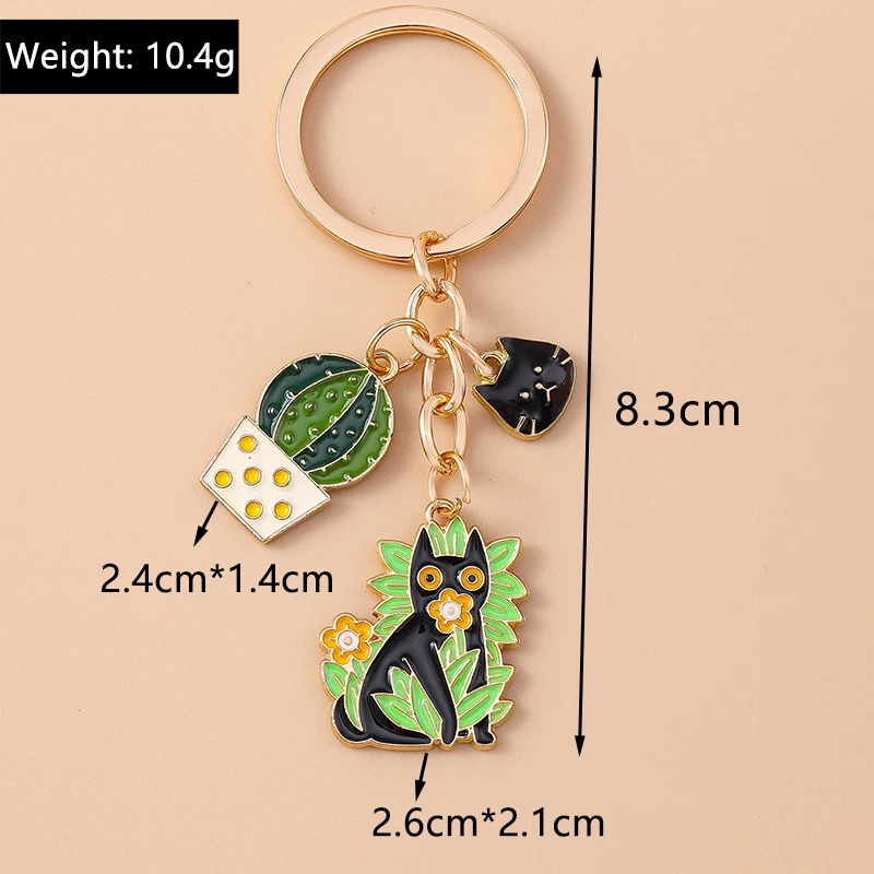 Niedlicher Emaille-Cartoon-Katze-Schlüsselanhänger, Topfpflanze, Schlüsselanhänger, Anhänger für Frauen und Mädchen, Handtasche, Dekor, DIY, handgefertigter Schmuck, Geschenk – Detail 6