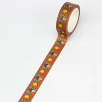 2024 NEW 1PC 10M Decor Bee honeybee on Brown background Washi Tape for Scrapbooking Journaling Masking Tape Cute Stationery 1