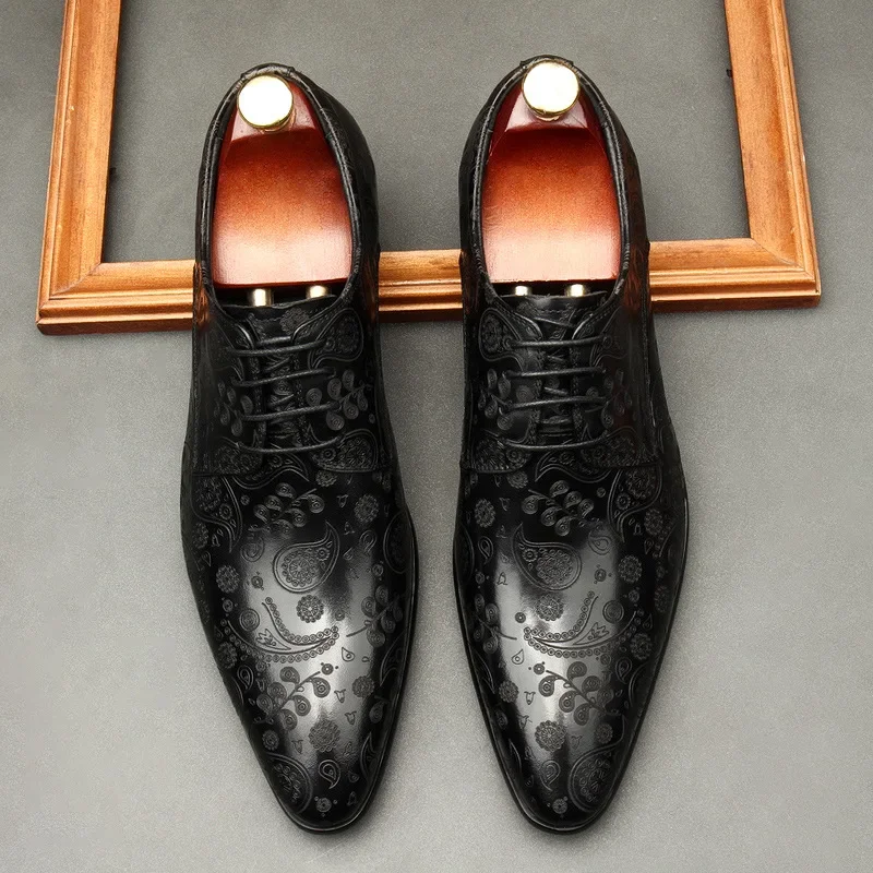 

Luxury Men's Leather Shoes Leather Breathable Business Formal Shoes Wear Slip Casual Shoes Men Printed Work Leather Shoe Y31