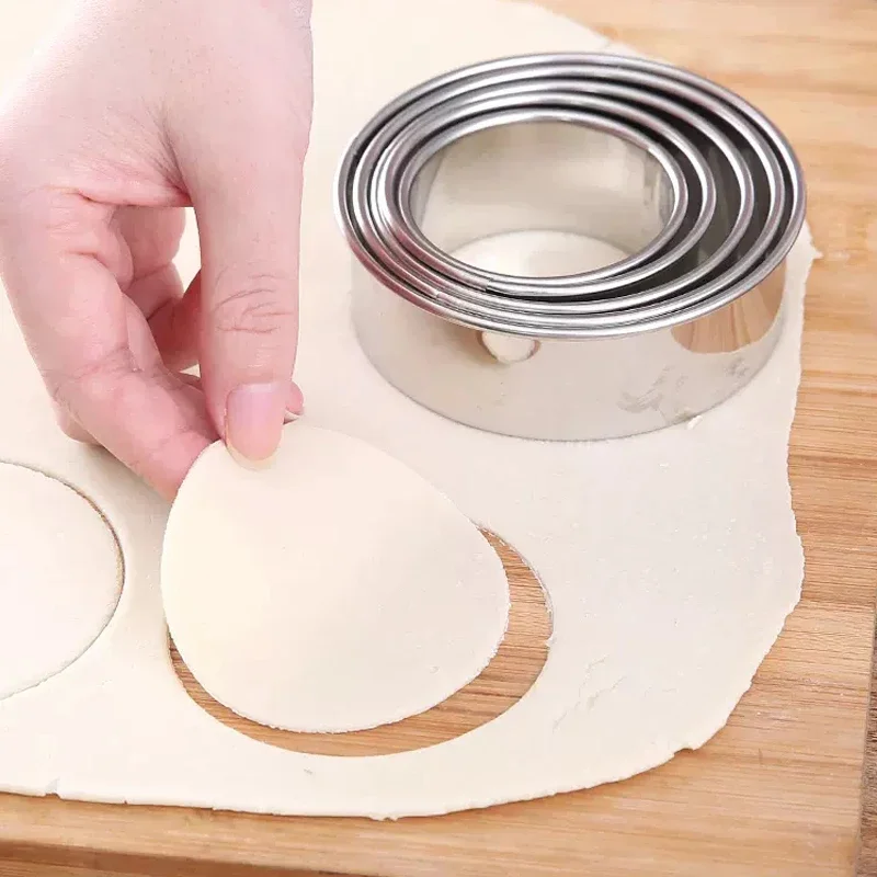 5/1Pcs Round Cookie Cutter Mold Stainless Steel DIY Dumplings Skin Cutter Baking Pastry Cake Biscuit Mould Kitchen Gadgets