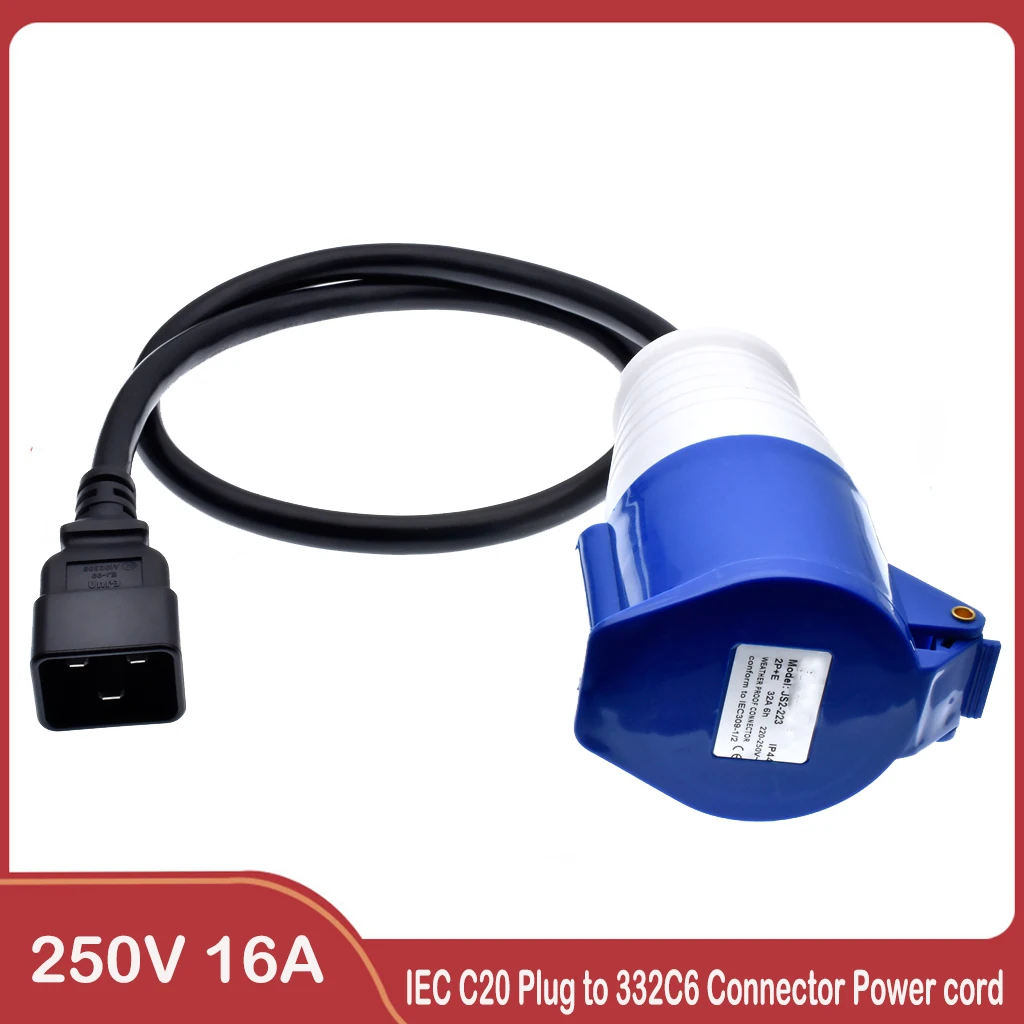 Фото Штепсельная Вилка IEC C20 на 332C, подключите устройство с входом IEC309 332P6 или подключите к розетке IEC320 C19, 16 А №1