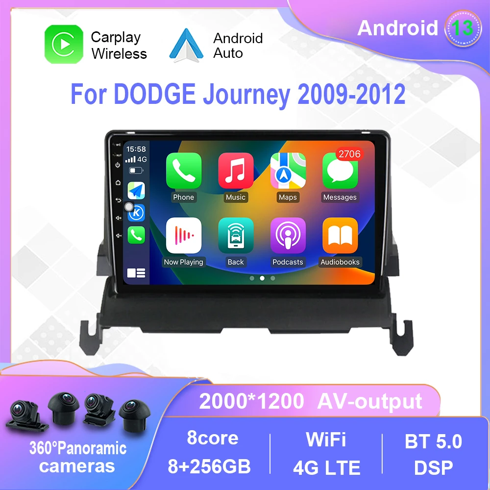 

Android 12.0 For DODGE Journey 2009-2012 Car Radio Multimedia Video Player Navigation stereo GPS Carplay No 2din 2 din dvd