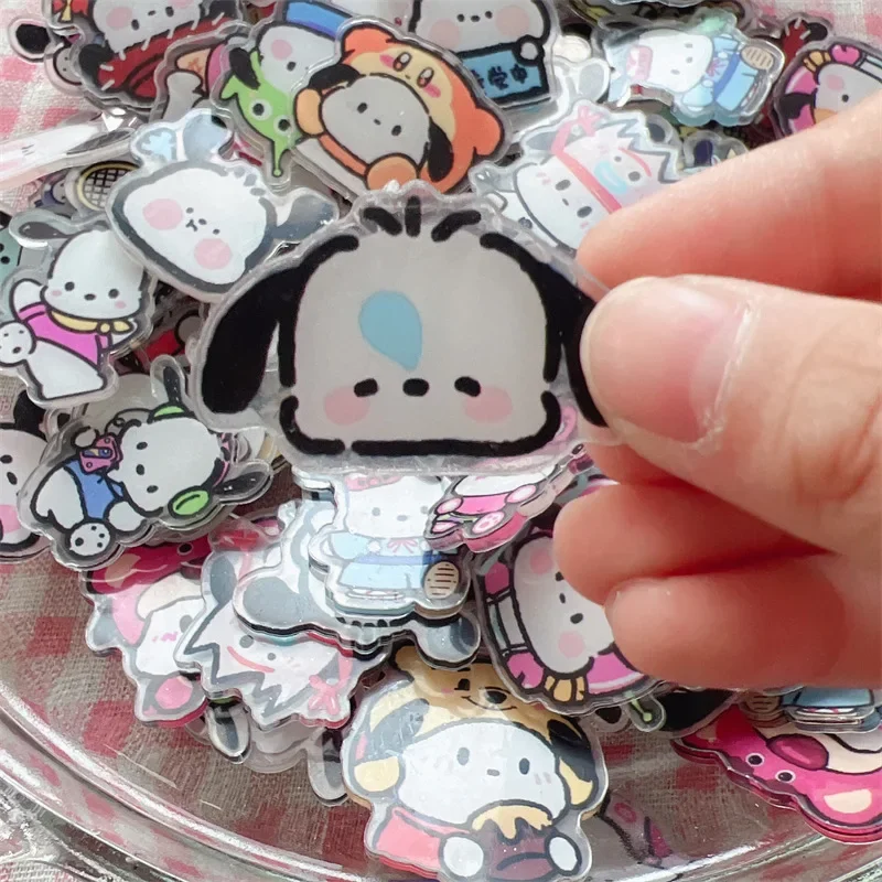 50pcs 2cm Acrylic Patch Cute Mini Hand-Painted Pacha Dog Small Pieces Acrylic Cartoon Handmade Patch DIY Consumables