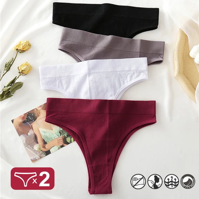 2PCS/Set Women's Thong Seamless High Waisted Women's Panties Sexy