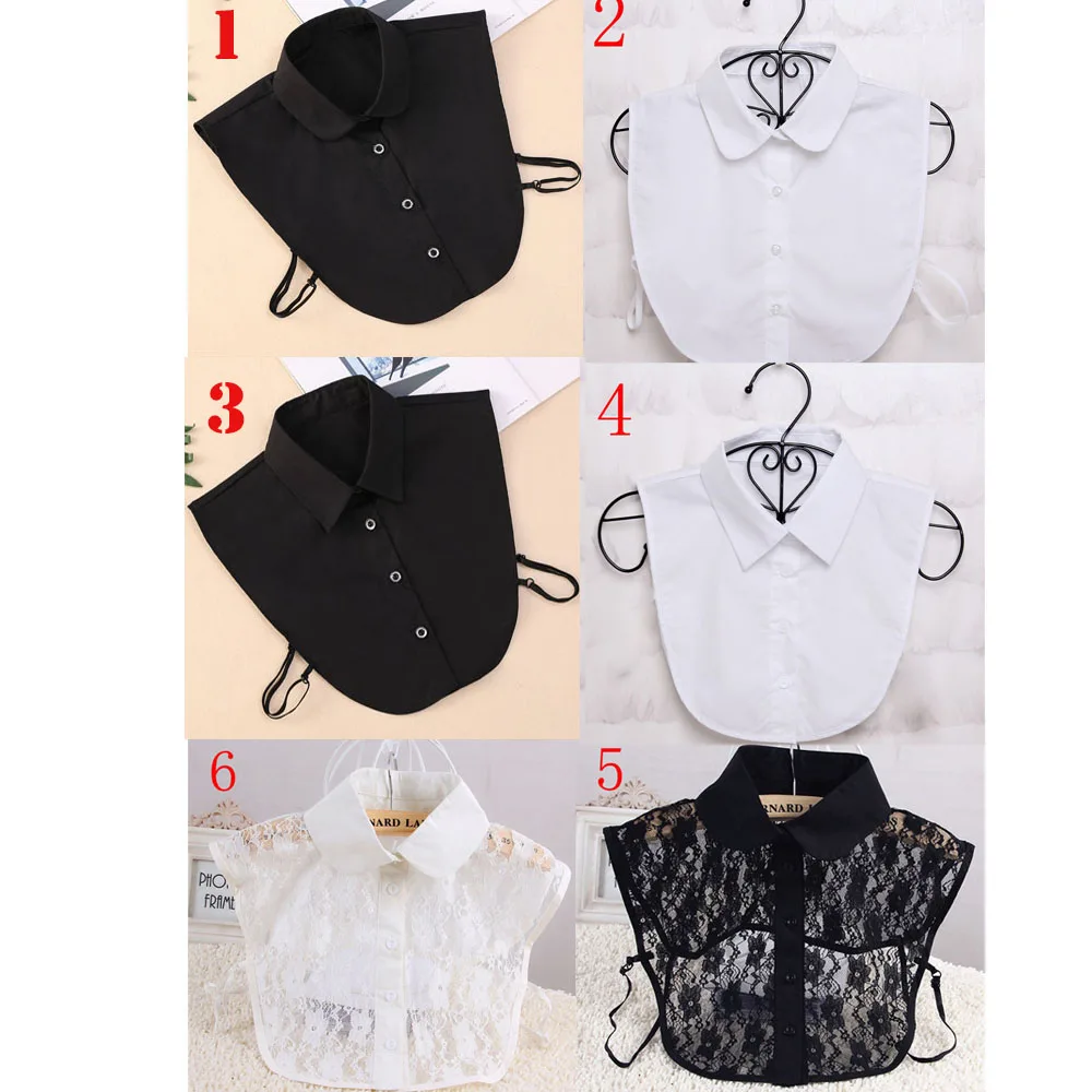 New Fashion Women Cotton Lace Fake Collar Blouse Vintage Detachable Collar Men Women's shirt False Tie Lapel Blouse Top fake collar