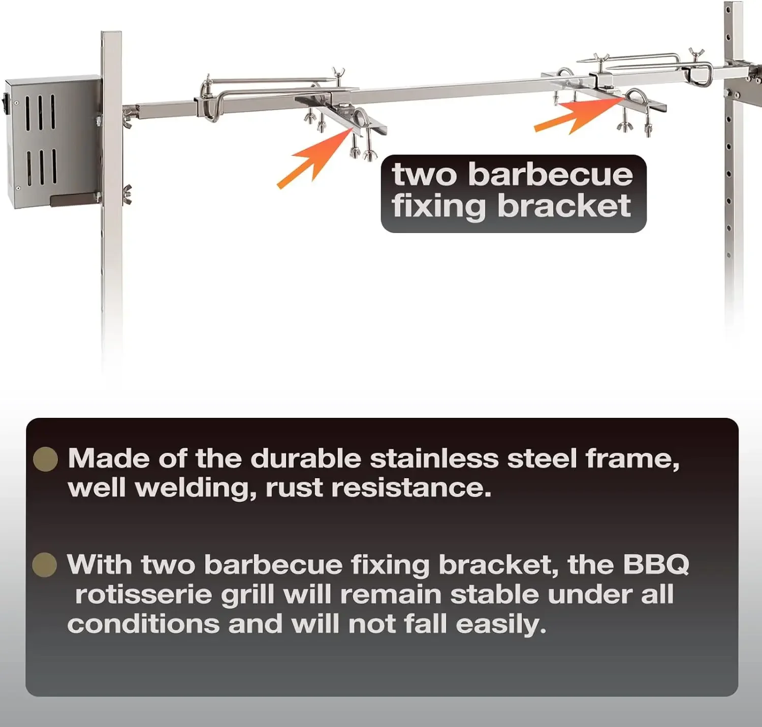 Electric Rotisserie Grill Kit | 125LBS Pig Spit Rotisserie Grill | 45W Rotatable Motor BBQ Rotisserie Kit | Height Adjustable Sp 3