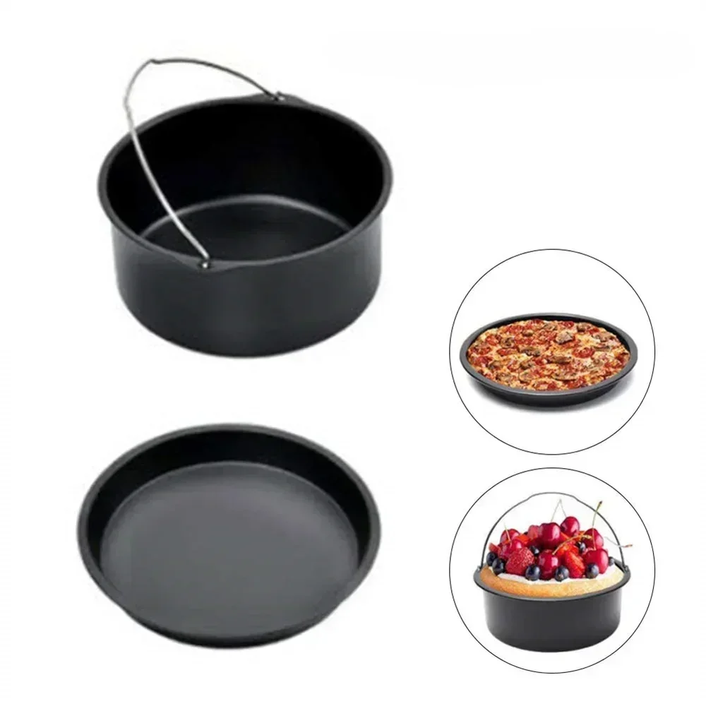 1pc Round Cake Mold 6/7/8 Inch Non Stick Baking Pan Tray Molds Air Fryer Basket With Handles Bakeware Pizza Oven Baking Pans cake mold