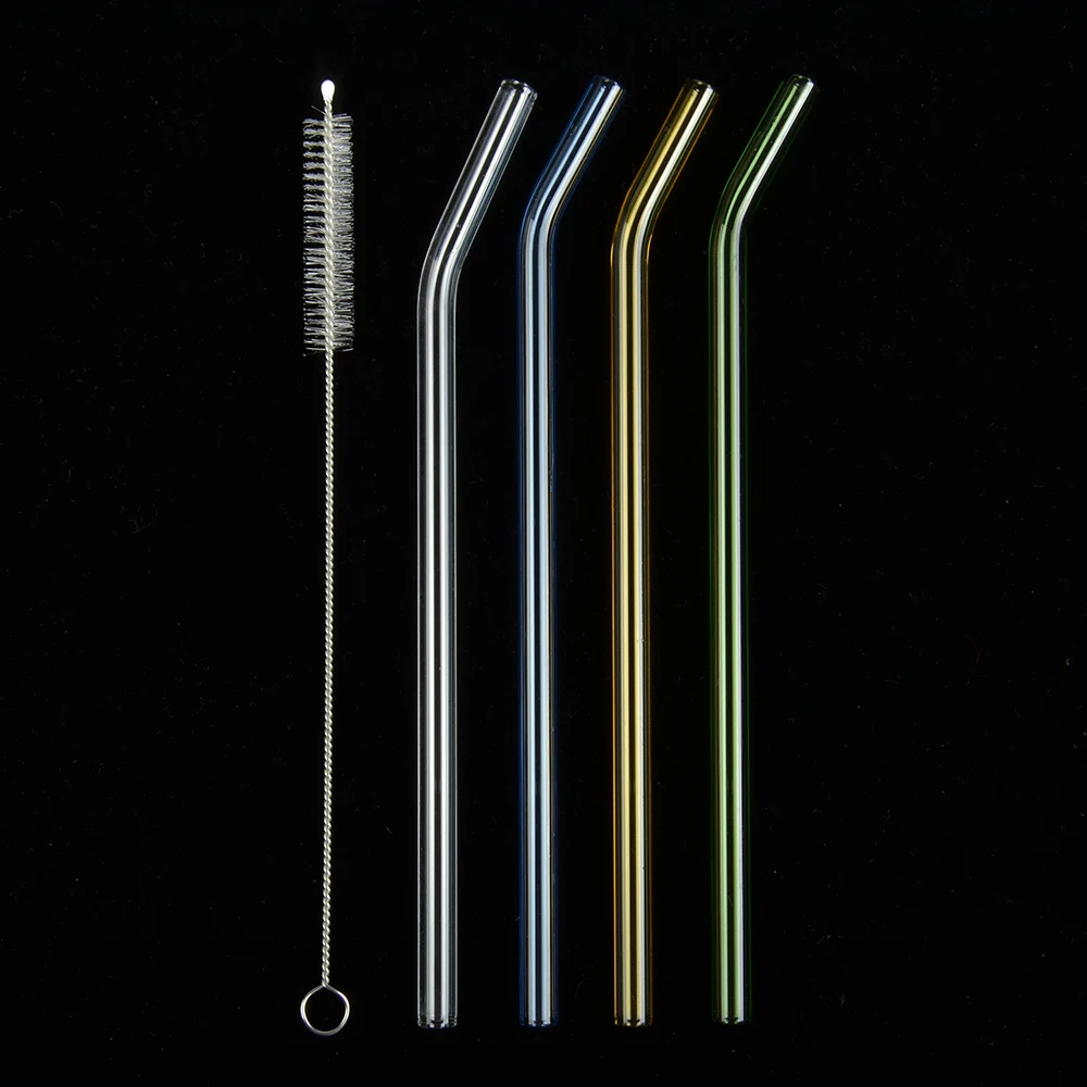 Glass Straw Set Coloful Reusable For Juice / Beverage / Smoothie Shakemile Dishwasher Safe and Shatter Resistant