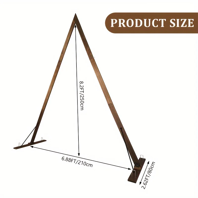 A Set of Wooden Wedding Archs, 8.2ft High Triangular Wedding Archs (With Support Rods), with Natural Wooden Garden Party Country Arch Decoration