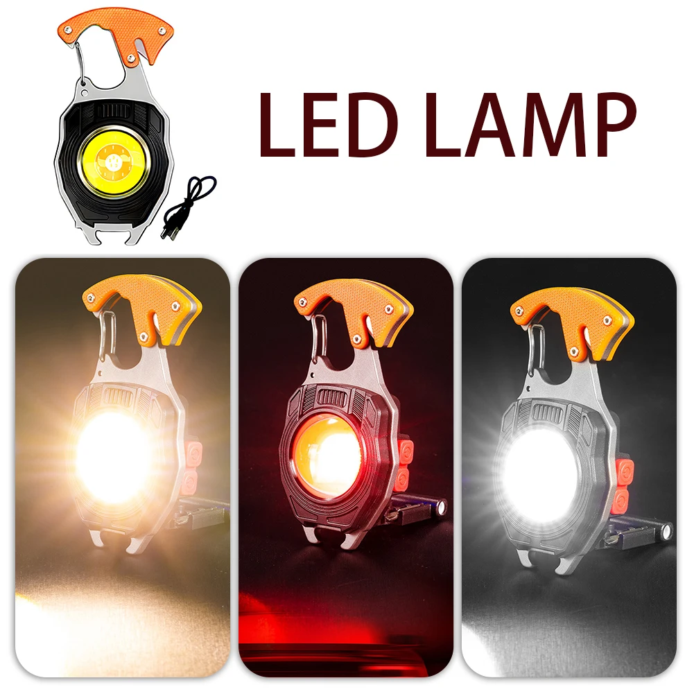 Cobs Keychain Light Portable Mini LED Flashlight Emergency Light with Bottle Opener for Outoor Hiking