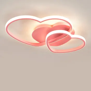 Ceiling Lights, Three Pink Heart-Shaped LED Design, High-Quality Metal and Acrylic, Timer Function, Remote Control with Memory, 1